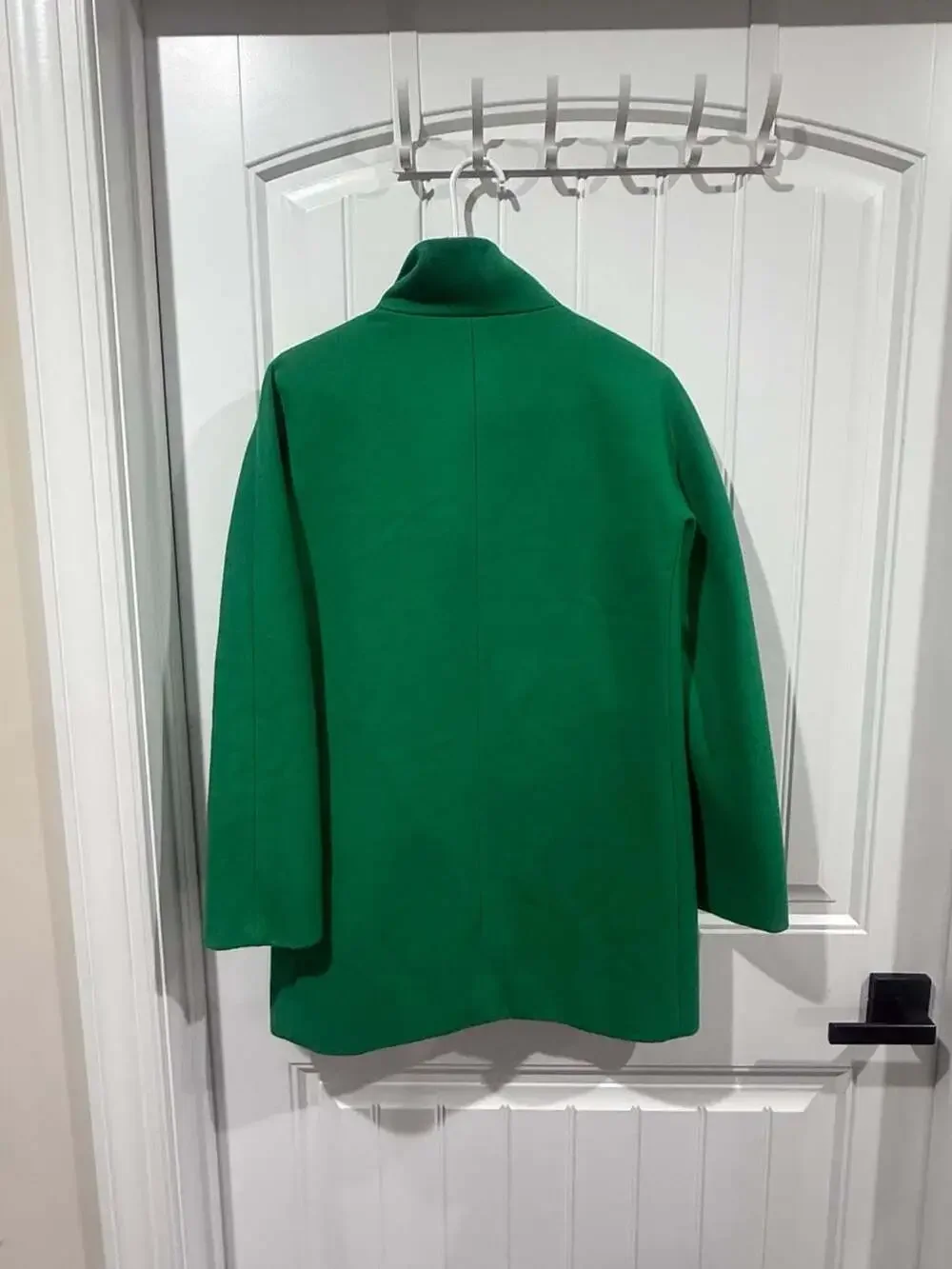 J.Crew Emerald Green Wool Blend Funnel Neck Hidden Button Coat Size 2